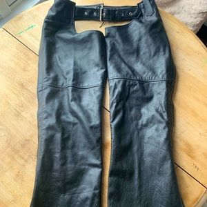 Leather Motorcycle Chaps_Size XL_Unik_Black